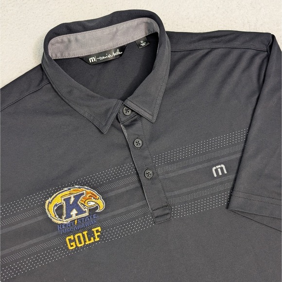 Travis Mathew Polo Shirt Mens XL Black Performance Kent State Golf Tuscarawas - Picture 1 of 9